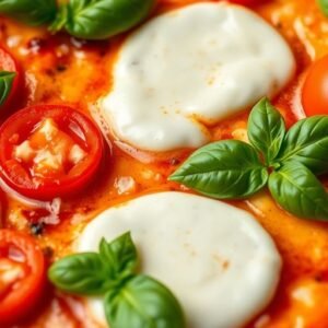 Pizza italienne avec tomates, mozzarella et basilic frais.